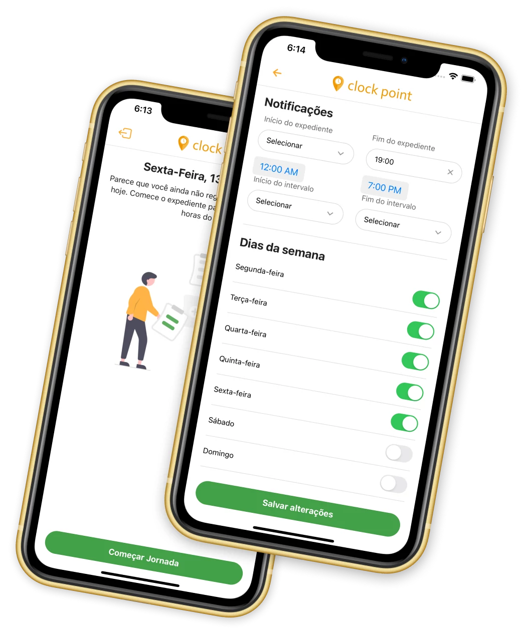 Interface mobile do projeto clockpoint